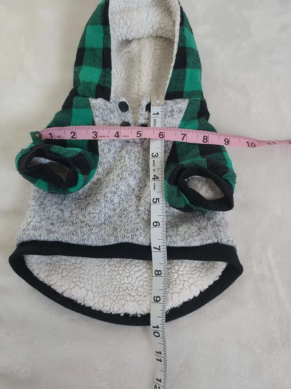 Holiday Sherpa Plaid Truck Dog Hoodie Jacket Green/Black Christmas Small